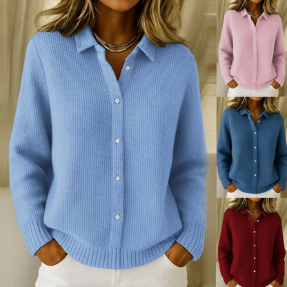Women's Lapel Button Knit Cardigan Sweater