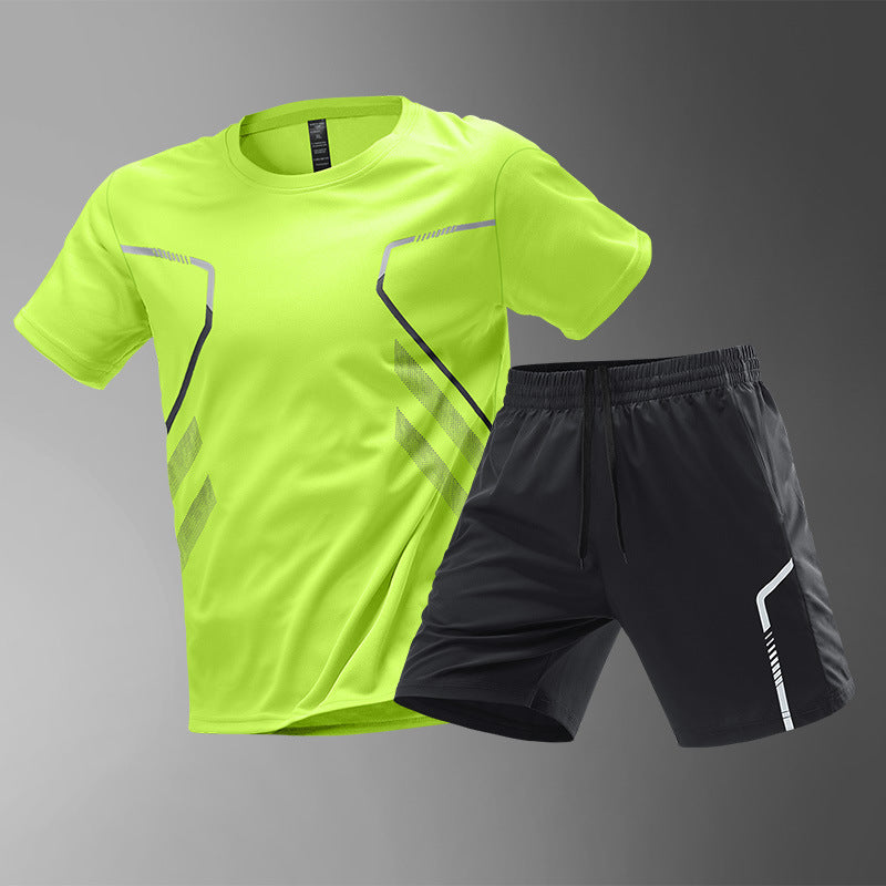 Men's Color-Block Sports T-Shirt and Shorts Set (photo 10)