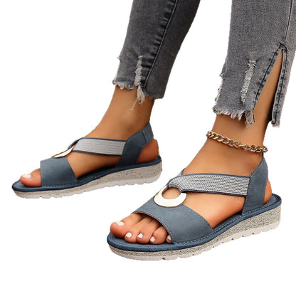 Women's Open-Toe Wedge Sandals with Elastic Strap (photo 9)