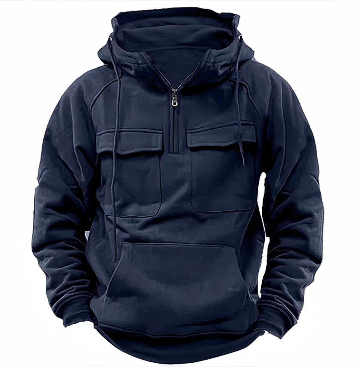 Men's Zip-Up Hoodie with Drawstring and Pockets (photo 2)