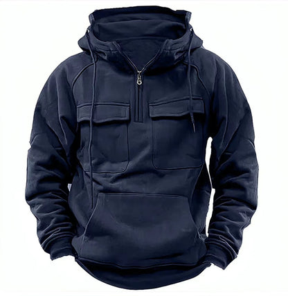 Men's Zip-Up Hoodie with Drawstring and Pockets (photo 2)