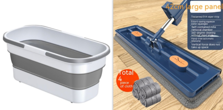 Large 360° Rotating Flat Mop with Stainless Steel Handle (photo 23)