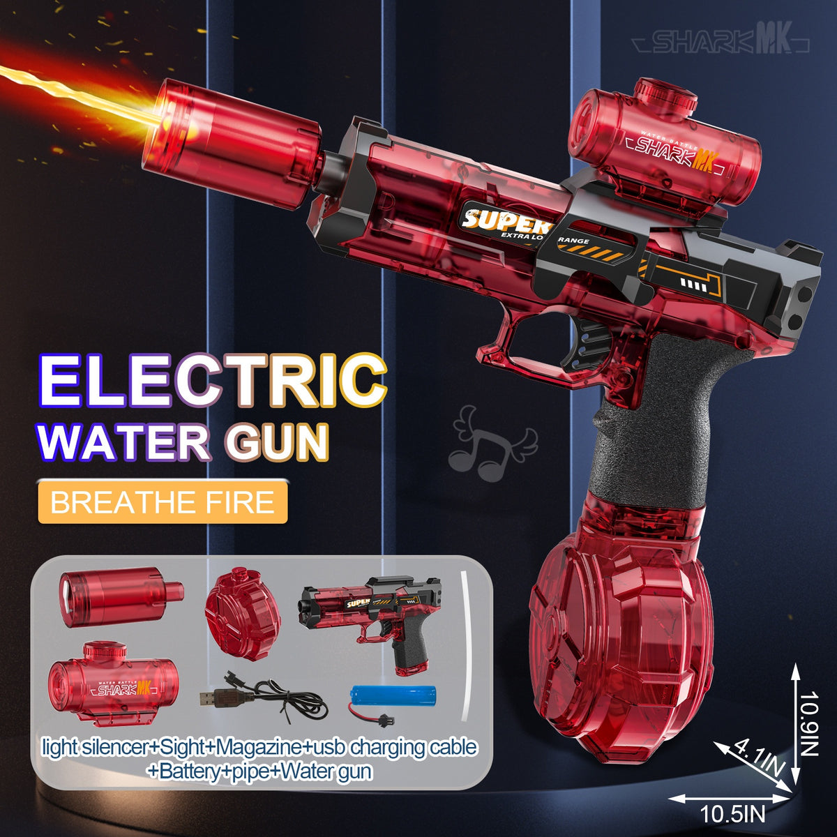 Electric Water Blaster Toy with LED Lights, Rechargeable (photo 11)