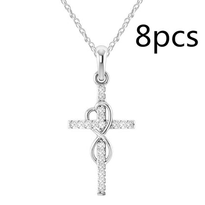 Rhinestone Cross Pendant Necklace (photo 16)