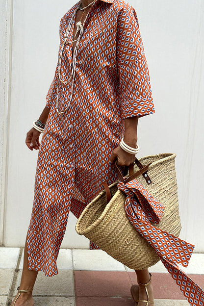 Women's Striped Half-Sleeve Shirt Dress with Belt (photo 8)