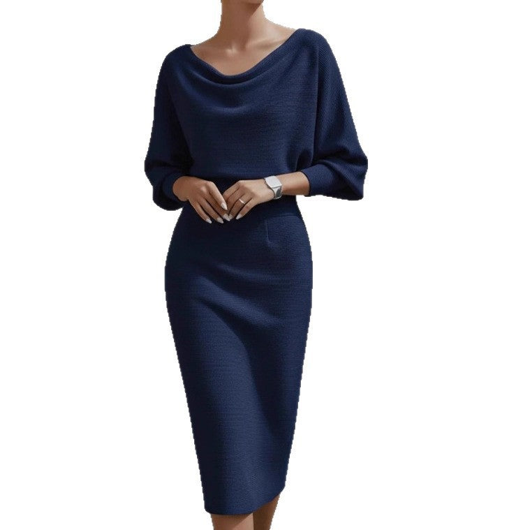 Women's Pleated Batwing-Sleeve A-Line Midi Dress (photo 13)