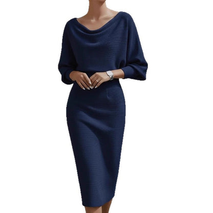 Women's Pleated Batwing-Sleeve A-Line Midi Dress (photo 13)