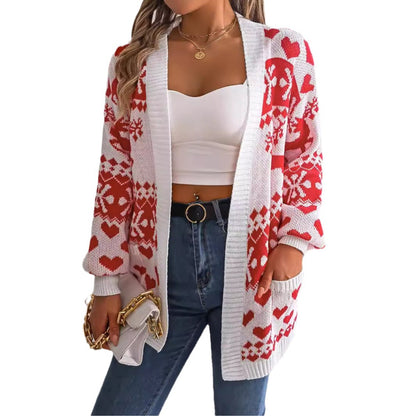 Women's Oversized Christmas Deer Knit Cardigan (photo 5)