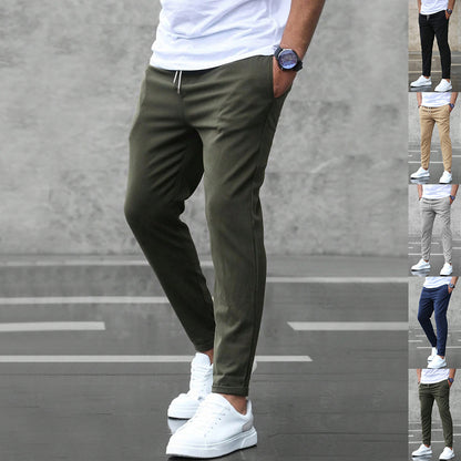 Men's Slim Drawstring Pants with Pockets