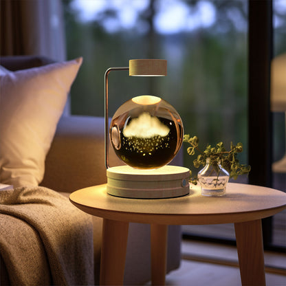 3D Engraved Crystal Ball Night Light with Wooden Base, USB (photo 16)