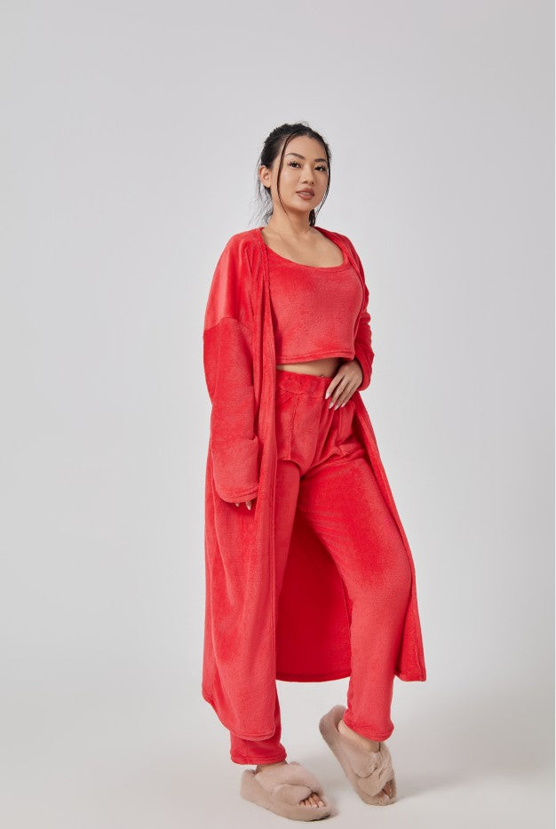 Women's 3-Piece Knit Lounge Set: Crop Top, Wide-Leg Pants and Cardigan (photo 24)