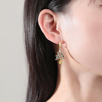 Christmas Tree Rhinestone Earrings (photo 2)