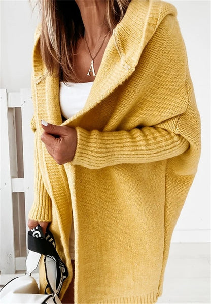 Women's Oversized Hooded Batwing Knit Cardigan (photo 17)
