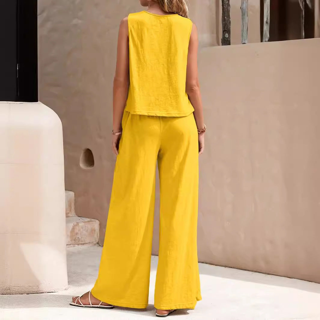 Women's Sleeveless Top and Loose Trousers Set (photo 3)