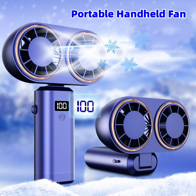 Foldable USB Rechargeable Neck and Handheld Fan with Display