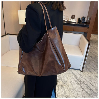 Women's Vintage PU Leather Tote Shoulder Bag (photo 22)