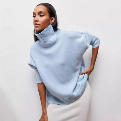 Women's Solid Turtleneck Pullover Sweater (photo 2)