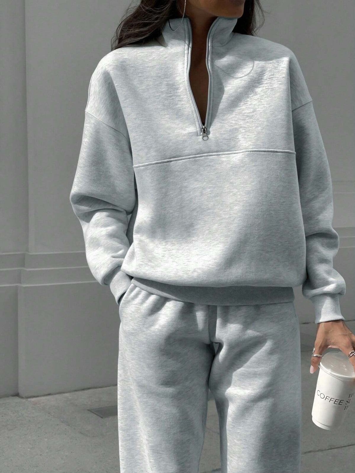 Women's Zip-Up Sweatshirt and Elastic-Waist Pants Set (photo 10)