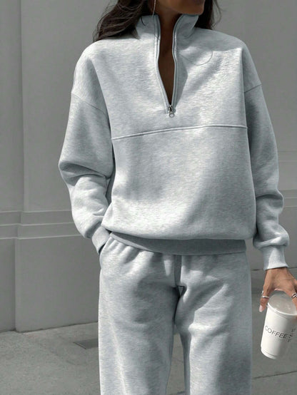 Women's Zip-Up Sweatshirt and Elastic-Waist Pants Set (photo 10)