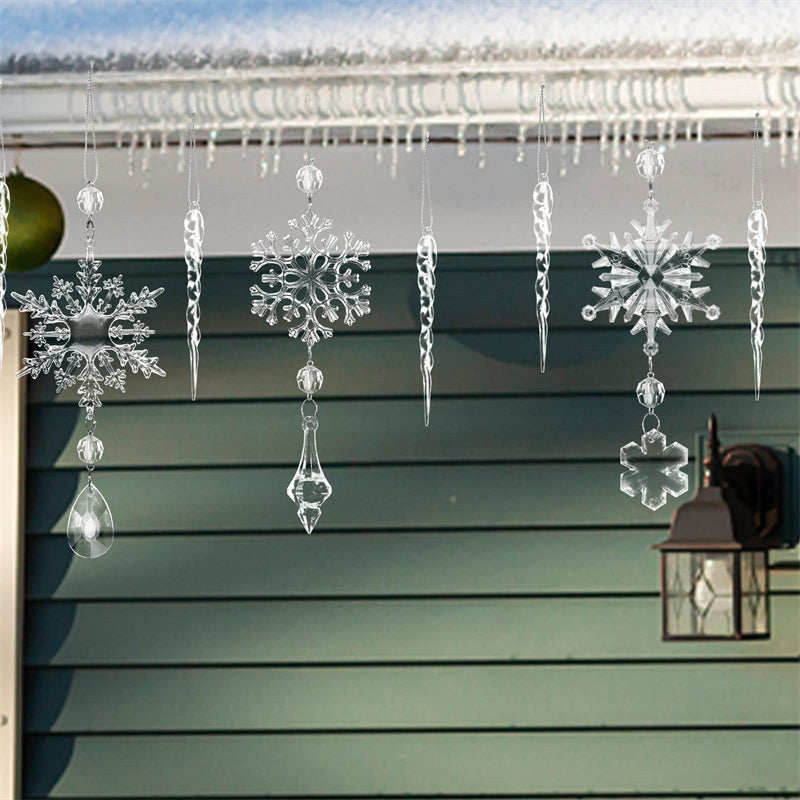 Clear Acrylic Icicle Christmas Ornaments, 10 Pcs (photo 12)