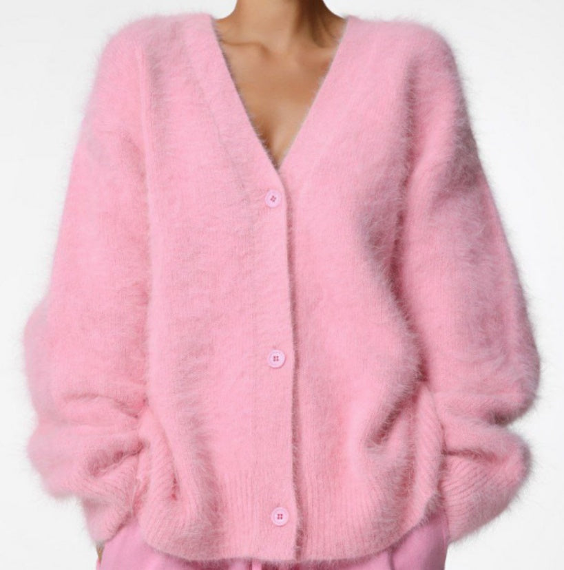Women's Loose V-Neck Button Knit Cardigan (photo 11)