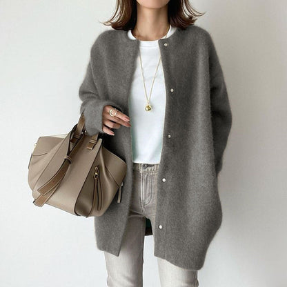 Women's Loose Round-Neck Knit Cardigan Coat (photo 6)
