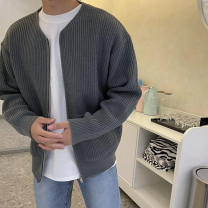 Men's Lined Zip-Up Knit Cardigan with Funnel Neck (photo 5)