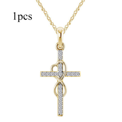 Rhinestone Cross Pendant Necklace (photo 30)