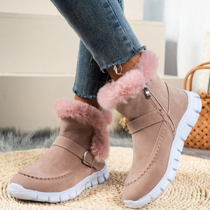 Women's Plush-Lined Buckle Snow Ankle Boots (photo 4)