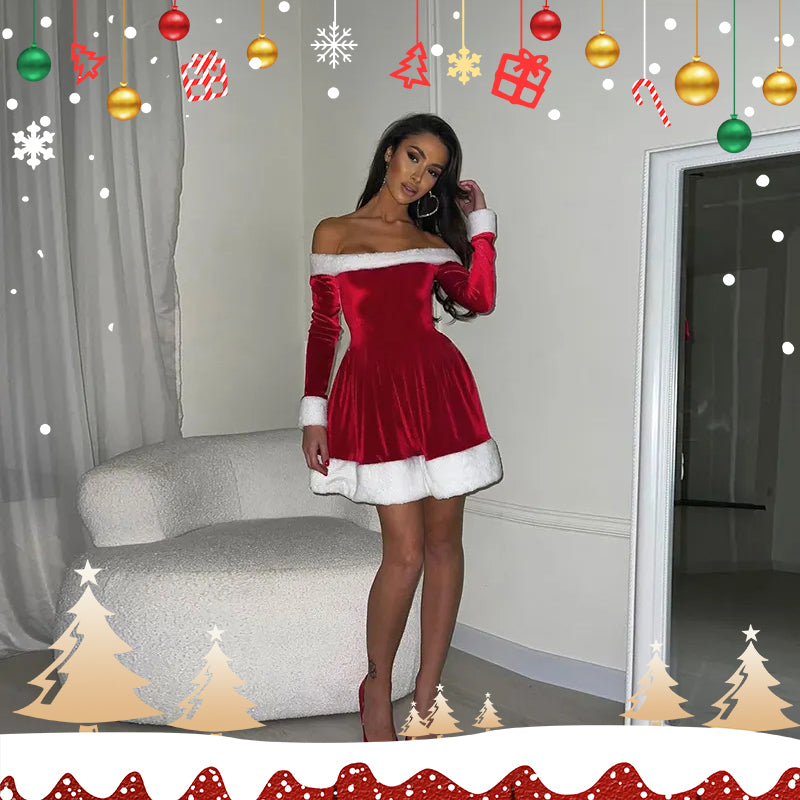 Women's Santa Costume Dress with Plush Trim (photo 6)