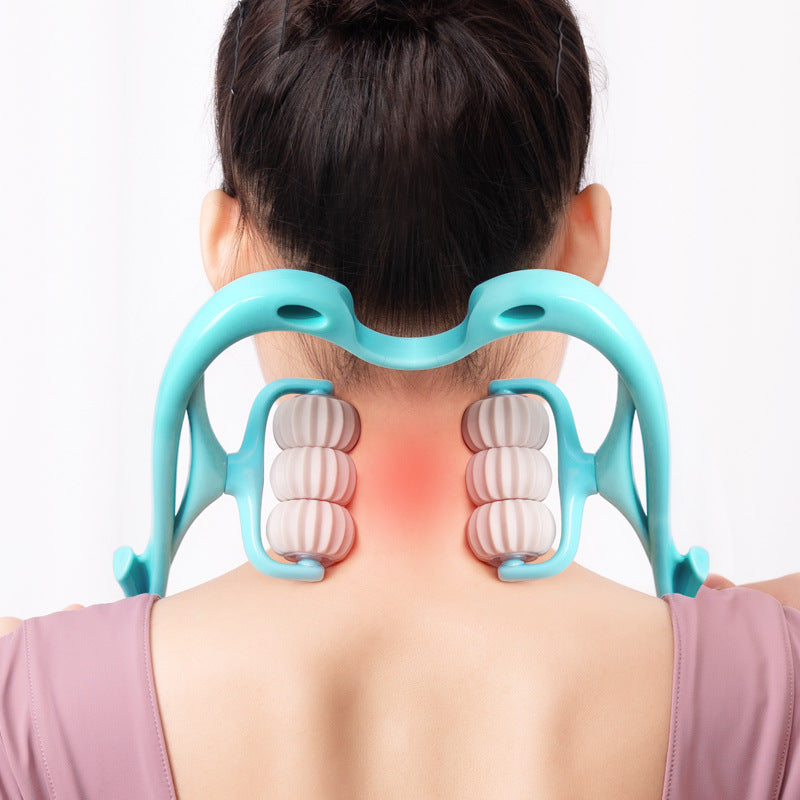Manual Neck and Shoulder Massage Roller with Rolling Balls