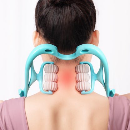Manual Neck and Shoulder Massage Roller with Rolling Balls