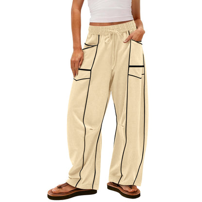 Women's Striped Wide-Leg Drawstring Sweatpants (photo 21)