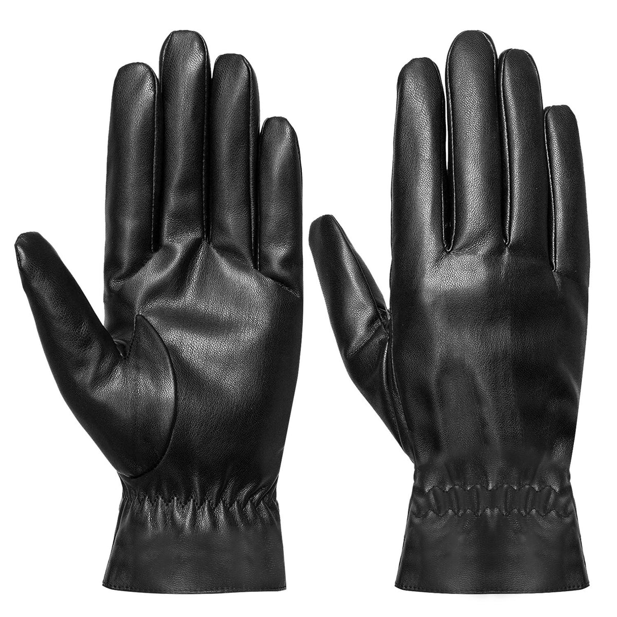 Unisex PU Leather Winter Gloves (photo 6)
