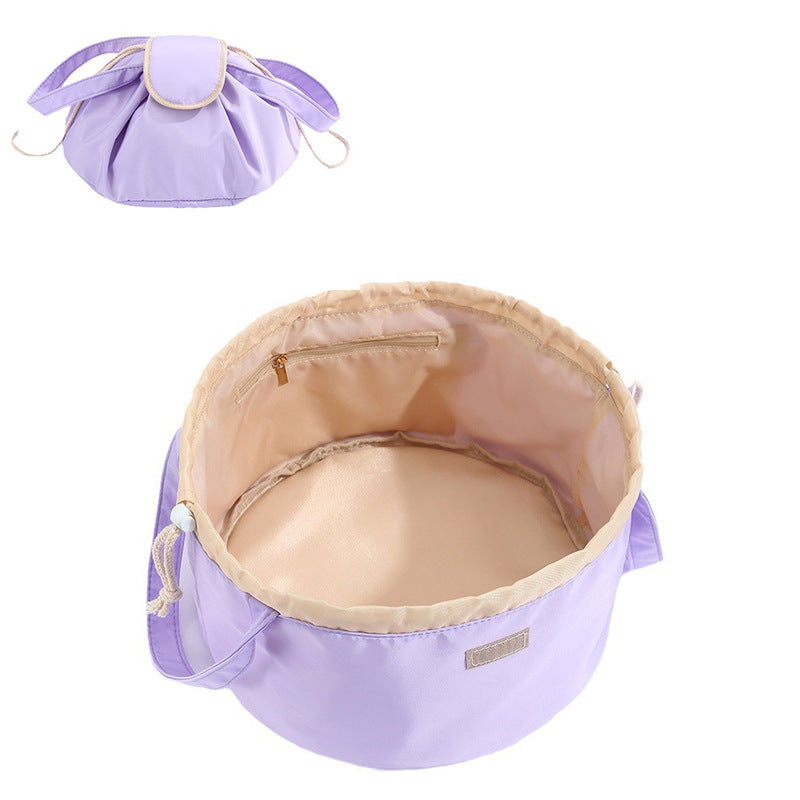 Drawstring Cosmetic Bag, Polyester - Light Purple (photo 3)