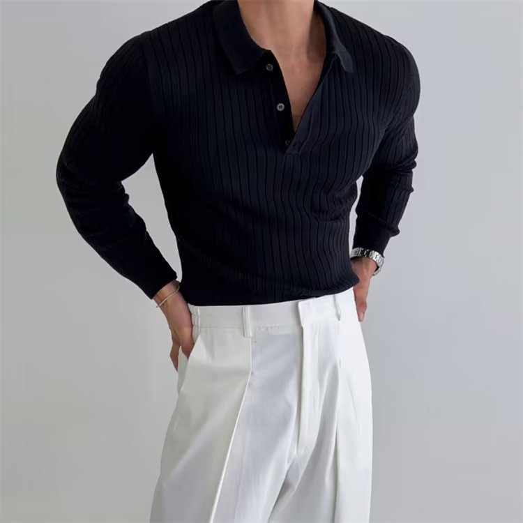 Men's Slim Knit Long-Sleeve Polo (photo 2)