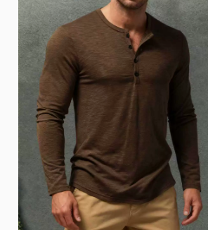Men's Long-Sleeve Button Henley T-Shirt (photo 11)