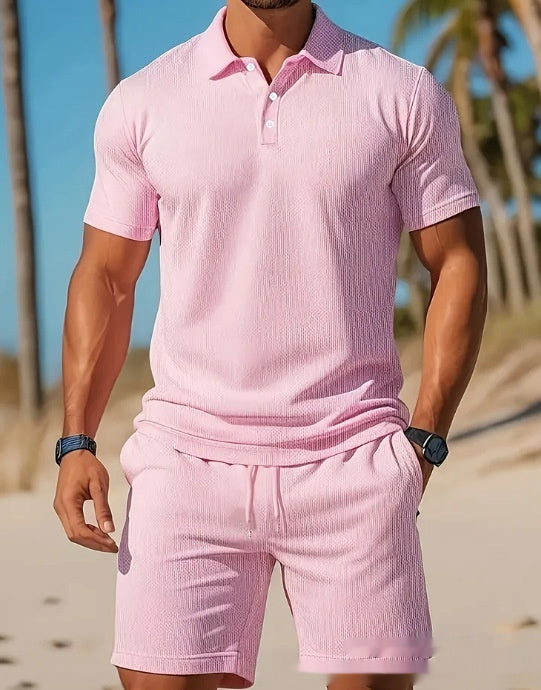 Men's Mesh Short-Sleeve Shirt and Shorts Set (photo 9)