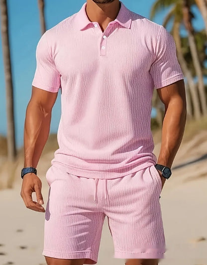 Men's Mesh Short-Sleeve Shirt and Shorts Set (photo 9)