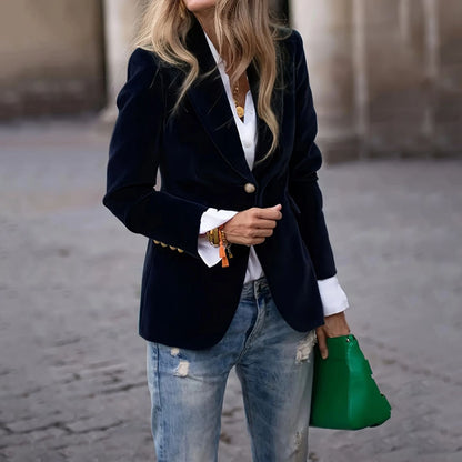Women's Slim-Fit Velvet Blazer (photo 5)