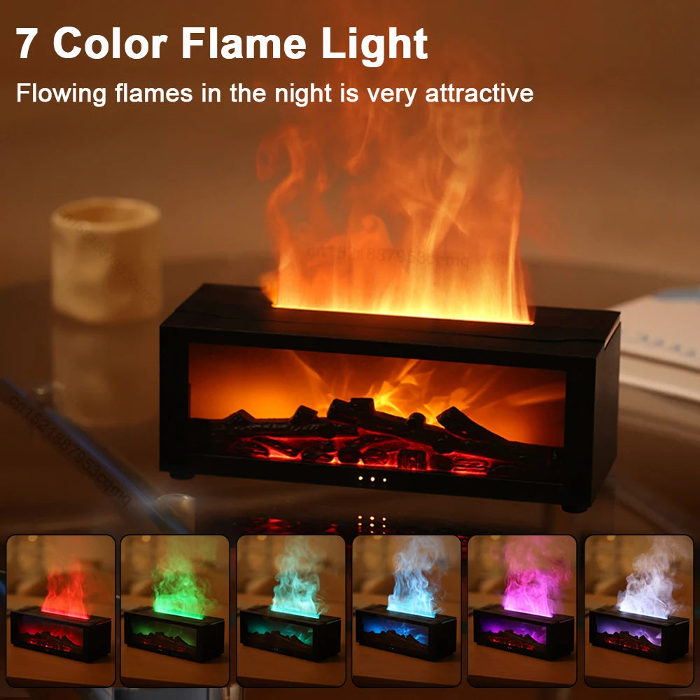 Flame Effect Essential Oil Diffuser with 7 Light Colors (photo 2)