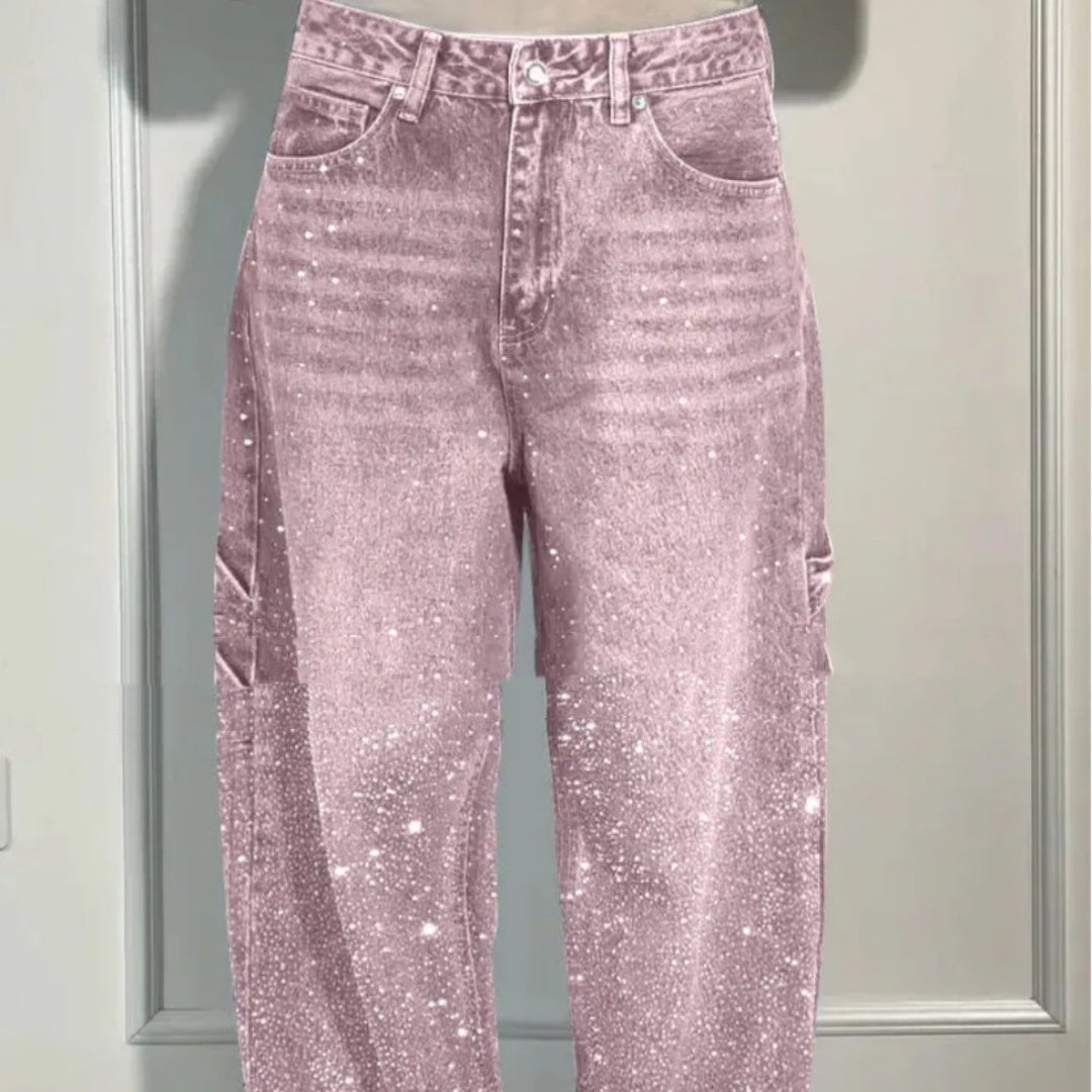 Women's Shiny Straight Wide-Leg Jeans (photo 3)
