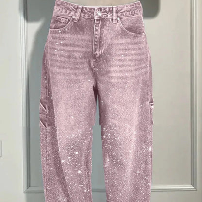 Women's Shiny Straight Wide-Leg Jeans (photo 3)