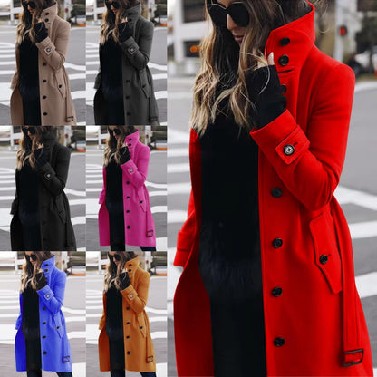 Women's Slim Stand-Collar Single-Breasted Coat