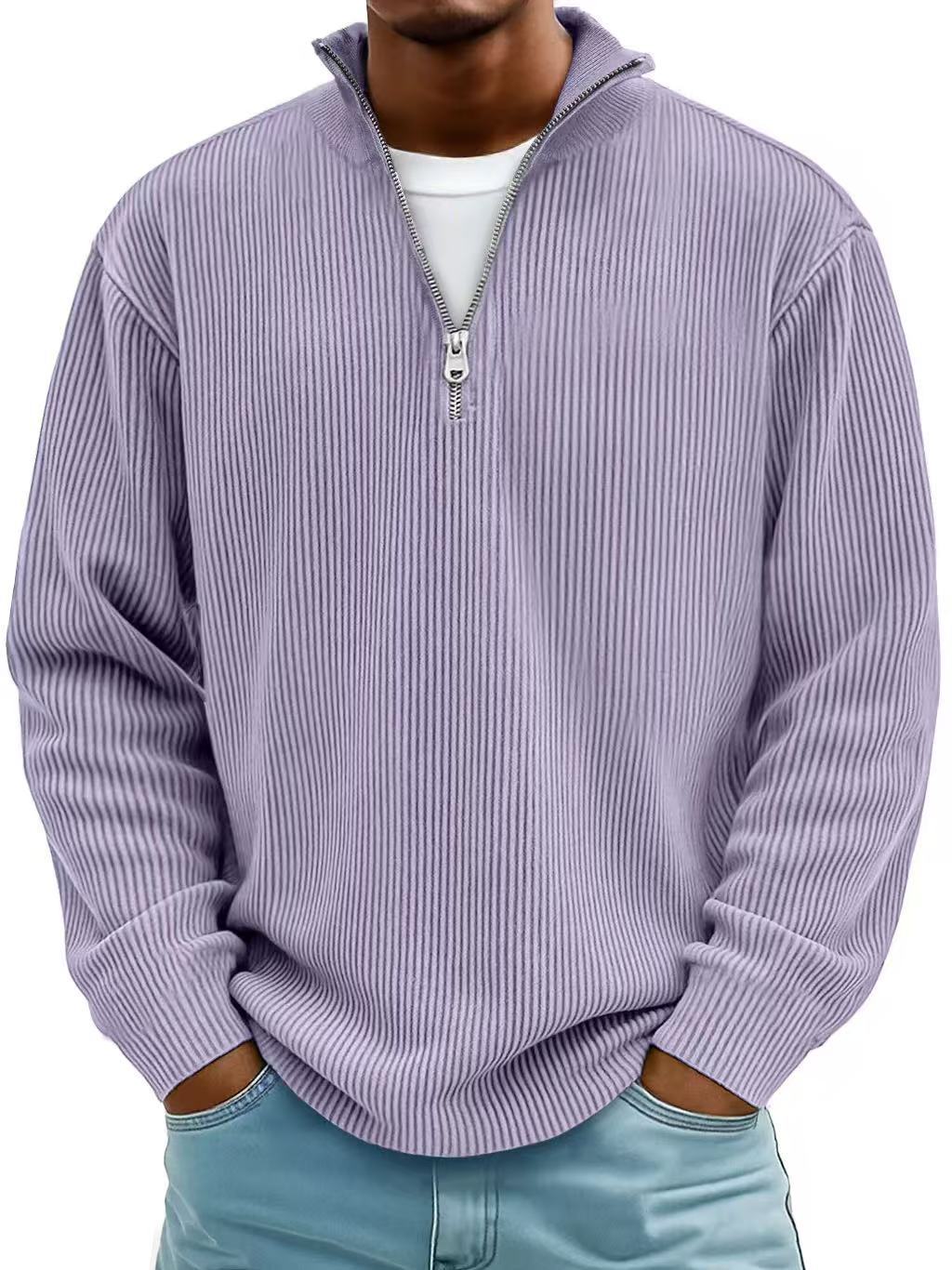 Men's Corduroy Zip Stand-Collar Pullover (photo 8)