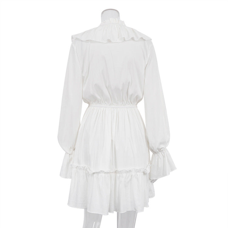 Women's V-Neck Ruffle Flare-Sleeve Mini Dress (photo 10)