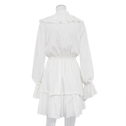 Women's V-Neck Ruffle Flare-Sleeve Mini Dress (photo 10)