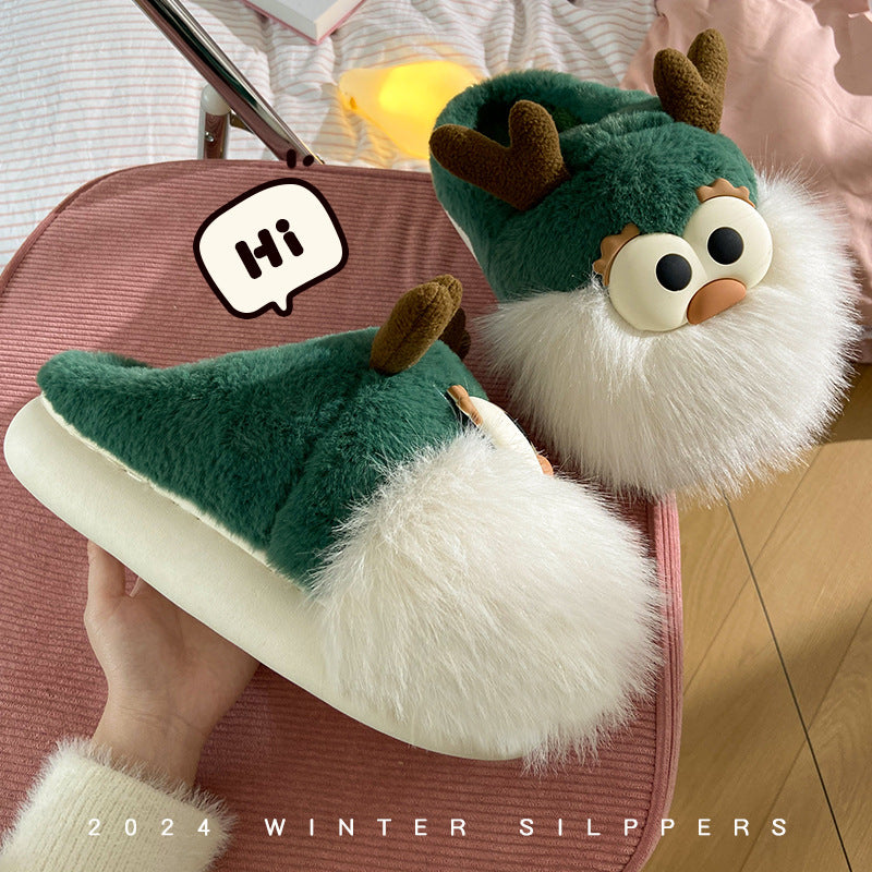 Christmas Deer Plush Slippers with Heel Cover (photo 7)
