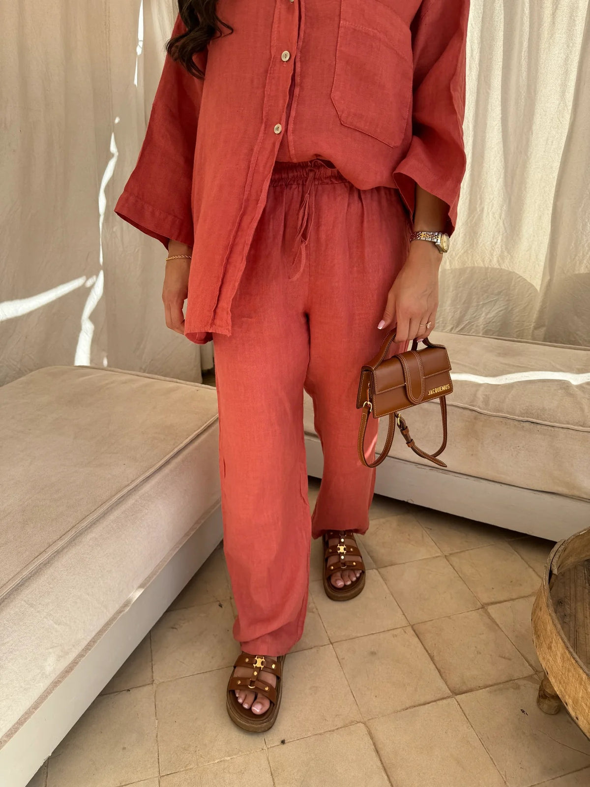 Women's Long-Sleeve Pocket Shirt and Wide-Leg Pants Set (photo 25)