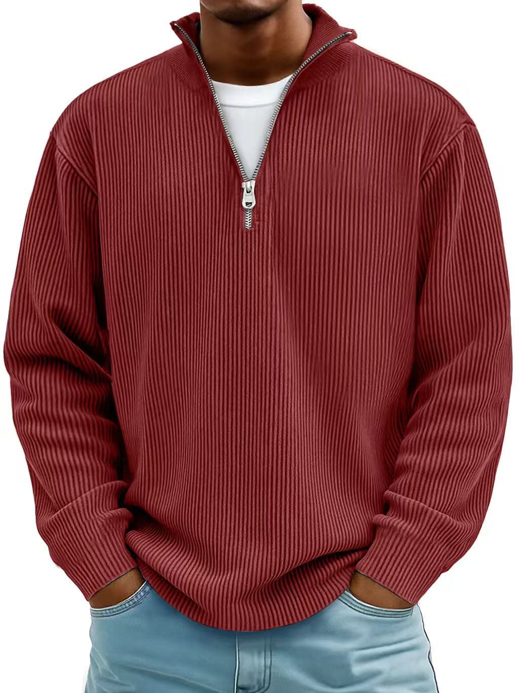 Men's Corduroy Zip Stand-Collar Pullover (photo 14)
